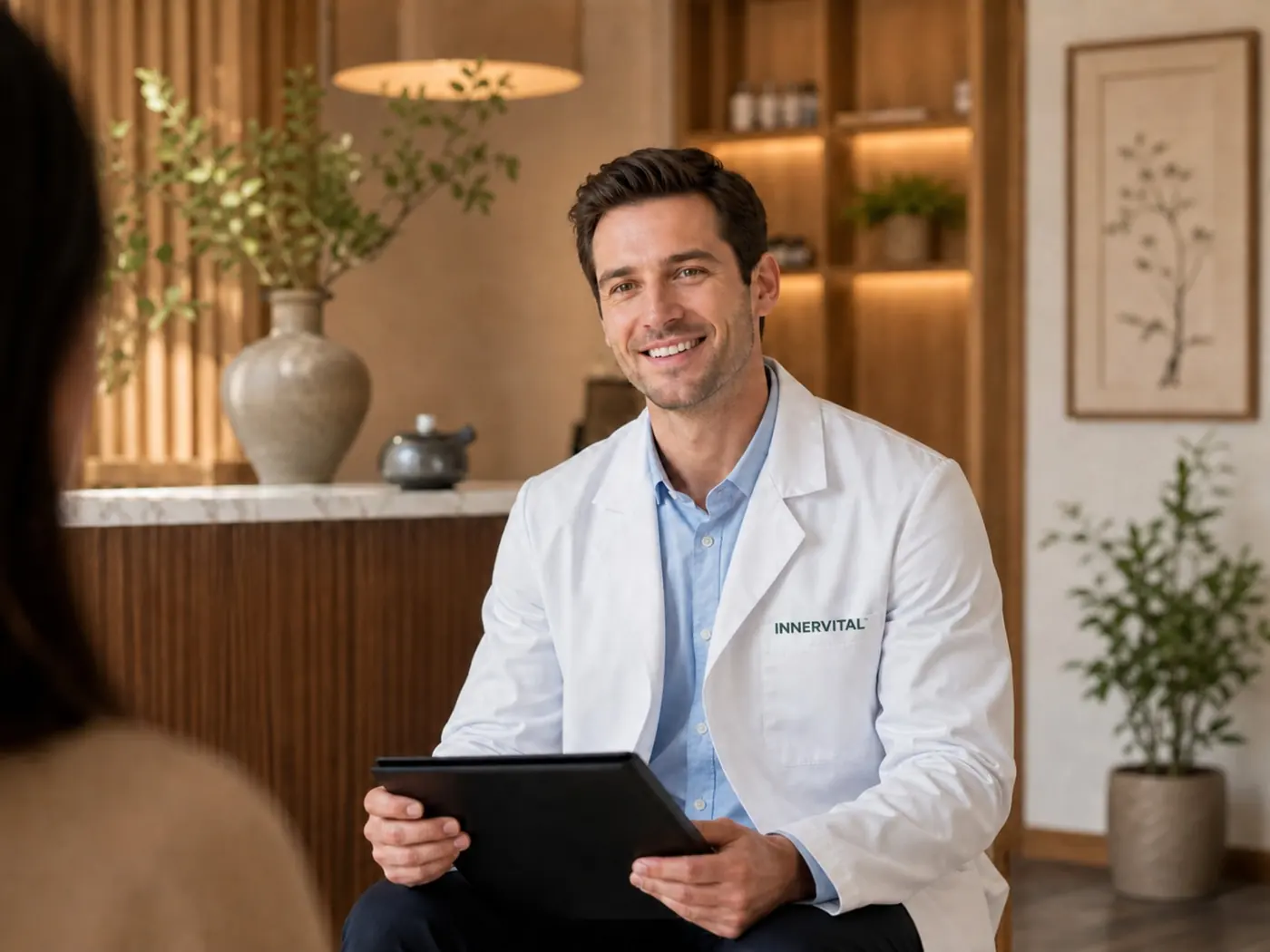 Doctor of Osteopathic Medicine speaking with a patient